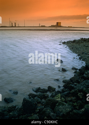 Hartlepool Nuclear Power Station is on the wide estuary of the River Tees. Cleveland, England. Stock Photo