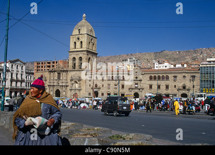La Paz is a city high in the Altiplano region. The Church of San Francisco is one of the historic churches built by the Stock Photo