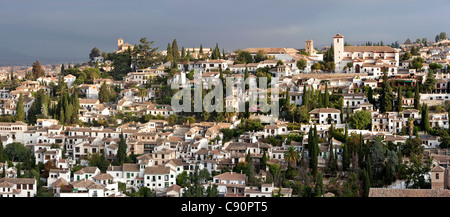 Panorama of the Albaicin from the Alhambra, Granada, Spain Stock Photo