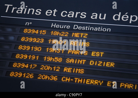 French Train departures board in Epernay France Stock Photo