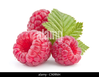 Raspberry fruit closeup isolated on white background Stock Photo