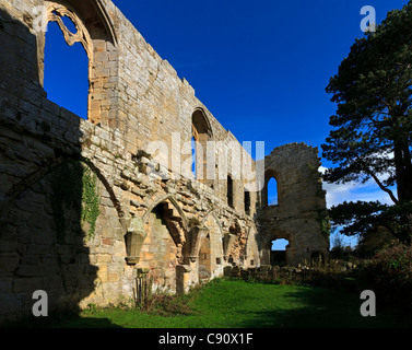 Jervaulx Abbey ruins in the Yorkshire Dales. Stock Photo