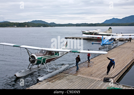 People docking a seaplane. Ketchikan. Alaska. USA Stock Photo
