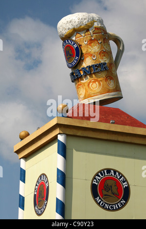 Paulaner Tower at the Oktoberfest Beer Festival in Munich, Germany. Stock Photo