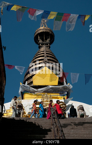 Swayambhunath is also known as the Monkey Temple and is a large national landmark and a place of pilgrimage. The historic Stock Photo