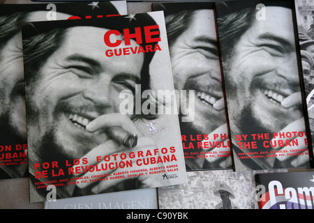 Che Guevara in the photographs of Cuban revolutionary photographers. Books in a souvenir shop in the Vinales Valley, Cuba. Stock Photo