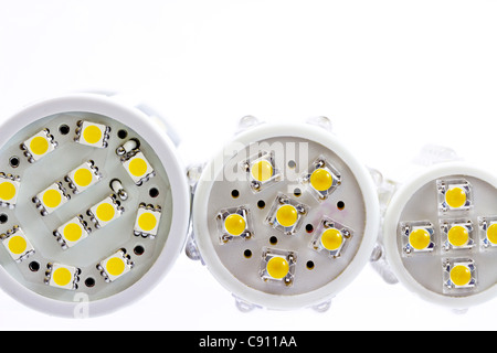 All Chip Led Sizes various sizes of LED bulbs with 1-chip and 3-chip SMD LEDs on a white ...