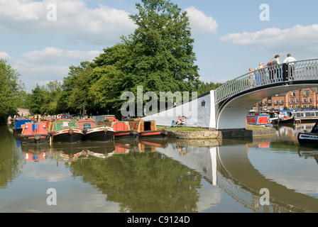 There is an annual Braunston Historic Narrowboat Rally at Braunston Marina each year. Boaters and boats gather from all over Stock Photo