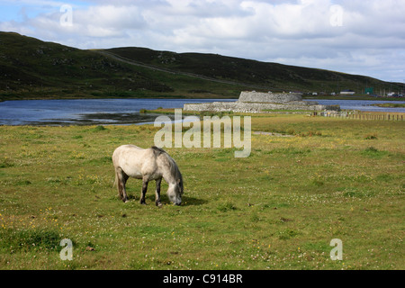 Clickimin Broch is a ruined early Bronze Age settlement in Shetland, Scotland. Stock Photo