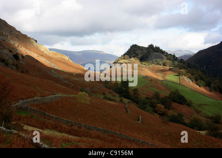Borrowdale valley is in the north western region of the Lake District National Park. The district is famous for it's lakes and Stock Photo