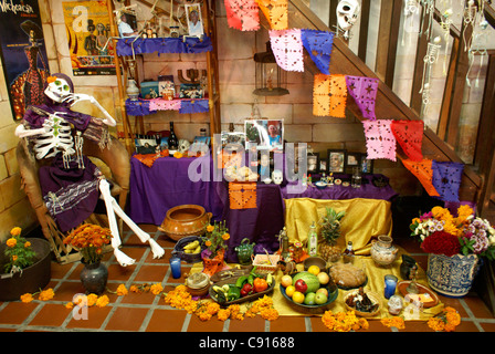 Decorated Mexican Day of the Dead or Dia de los muertos altars, Mazatlan, Sinaloa, Mexico Stock Photo