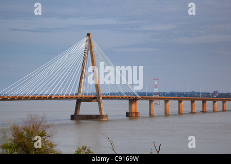 San Roque Gonzalez de Santa Cruz Bridge on the Parana River, Encarnacion, Paraguay Stock Photo