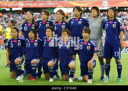 The Japan starting eleven lines up before a 2011 FIFA Women's World Cup quarterfinal match against Germany at Arena Im Allerpark Stock Photo