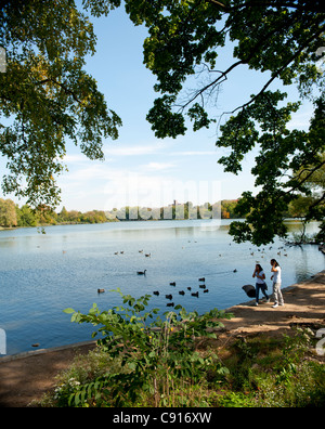 Prospect Park in Brooklyn offers a natural sanctuary from busy everyday life with its many open spaces trees and lakes.  Date Stock Photo