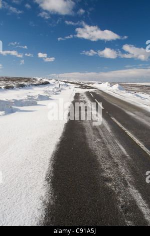 Derwentside is high moorland in County Durham. Snow often settled on the moors in winter. Stock Photo