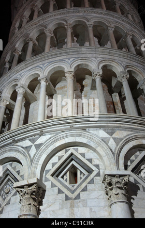 The Leaning Tower of Pisa is the campanile or freestanding bell tower of the Duomo di Pisa in the Piazza dei Miracoli. It is an Stock Photo