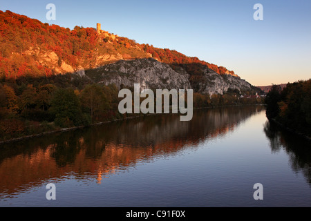 Randeck castle above the Altmuehltal, near Essing, nature park Altmuehltal, Franconian Alb, Franconia, Bavaria, Germany Stock Photo