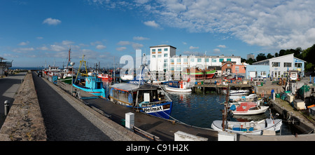 Boats at Sassnitz harbour, Sassnitz, Ruegen, Mecklenburg-Western Pomerania, Germany, Europe Stock Photo