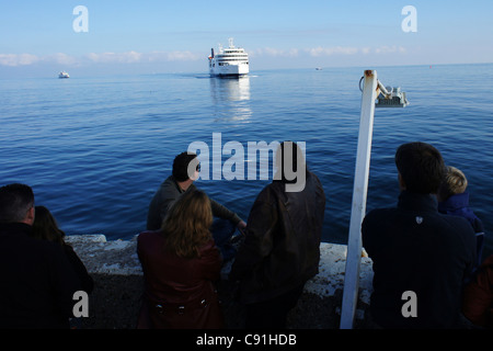 Ferry, Coast, Baltic Sea, Puttgarden, Island, Fehmarn, Schleswig-Holstein, Germany, Europe Stock Photo