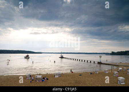 Wannsee lido under clouded sky, Berlin, Germany, Europe Stock Photo