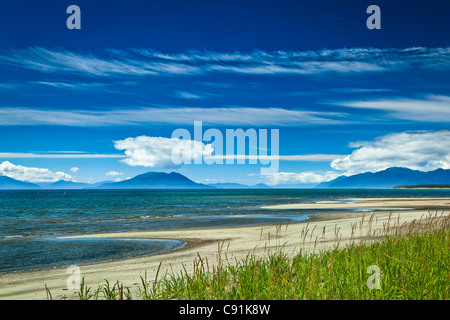 Scenic landscape of Gustavus Beach on a sunny day, Glacier Bay National Park & Preserve, Southeast Alaska, Summer Stock Photo