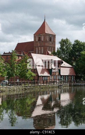 Town Mill, City Church Peter-Pauls Church, Teterow, Mecklenburg Switzerland, Mecklenburg-Western Pomerania, Germany Stock Photo