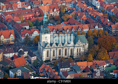 Aerial view of St Mary's Church, Marienkirche in Wolfenbuettel, Lower Saxony, Germany Stock Photo