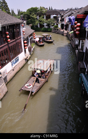 Zhujiajiao is an ancient settlement on the outskirts of Shanghai in the Qingpu District where ancient buildings still line the Stock Photo