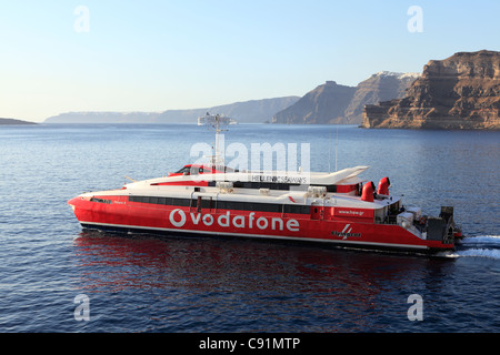 flying cat santorini vodafone alamy catamaran hellenic ferry seaways cyclades departing greece fast port