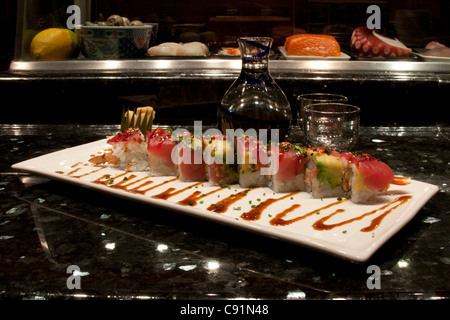Sushi at the Sakura Sushi Bar at the Hotel Alyeska in Girdwood, Southcentral Alaska Stock Photo