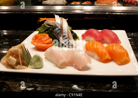 Sushi at the Sakura Sushi Bar at the Hotel Alyeska in Girdwood, Southcentral Alaska Stock Photo