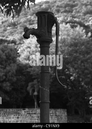 An old water pump at Fort Shirley, Cabrits National Park, Commonwealth of Dominica. Stock Photo