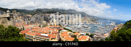 Monaco: A panoramic view of Port Hercule as seen from the Palais Princier on July 12, 2011. (Image: Matt Bostock) Stock Photo