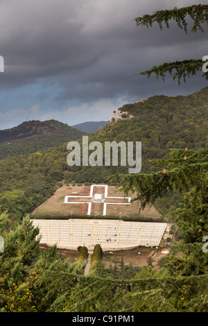 Polish war cemetery and Liri Valley from Monte Cassino Abbey Stock Photo