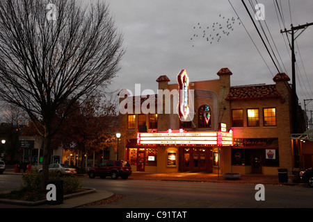 Bloomington Indiana Buskirk Chumley Theatre theater downtown night evening travel neon sign lights Stock Photo