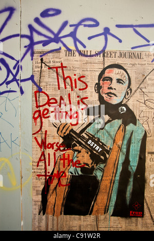 Barack Obama, Street Art, Melrose Avenue, West Hollywood, Los Angeles, California, United States of America Stock Photo