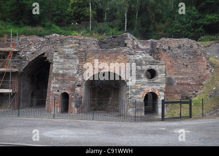 The ruins of the Bedlum iron furnaces in Ironbridge Gorge, Shropshire, UK. Stock Photo