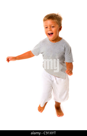 little boy jumping Stock Photo