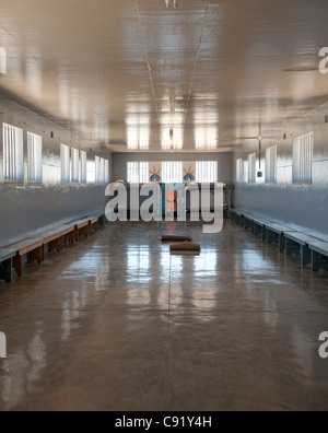 Robben Island off of the coast of Cape Town South Africa was previously a prison where political and general prisoners were Stock Photo