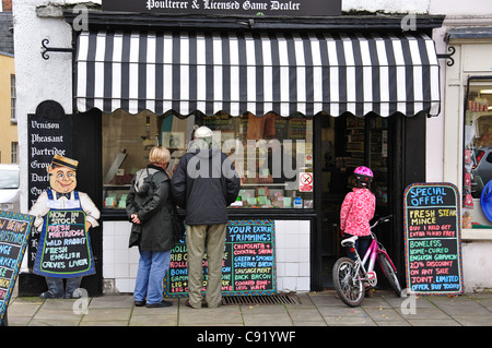 Traditional family butchers, Market Cross, Malmesbury, Wiltshire, England, United Kingdom Stock Photo