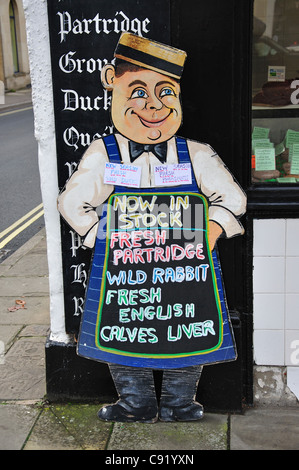 Traditional family butchers, Market Cross, Malmesbury, Wiltshire, England, United Kingdom Stock Photo