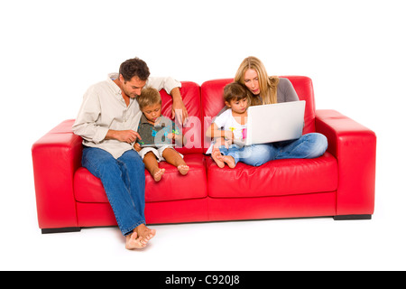 family with two children Stock Photo