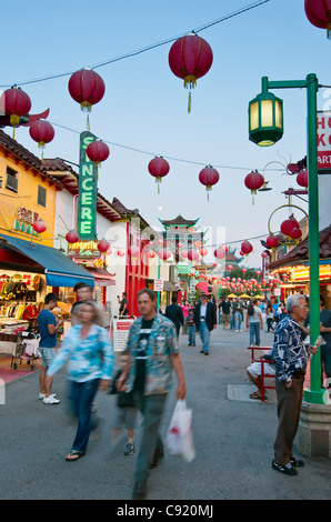 Large crowds in the evening at Los Angeles Chinatown during Summer Nights event. Stock Photo