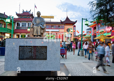 Large crowds in the evening at Los Angeles Chinatown during Summer Nights event. Stock Photo