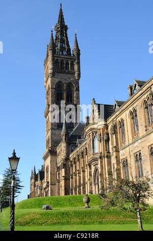 City of Glasgow university building, bell tower and spire in Scotland, UK Stock Photo