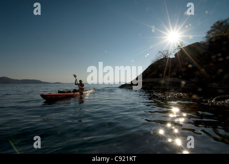 Cape Maclear shoreline is a beautiful landscape at the southern end of Lake Malawi in Southern Malawi which is best seen by Stock Photo