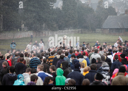 The annual Royal Shrovetide Football game held over 2 days on Shrove Tuesday and Ash Wednesday in Ashbourne, Derbyshire, England Stock Photo