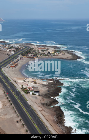 Chile, Arica, Morro de Arica, aerial view of El Laucho beach Stock Photo