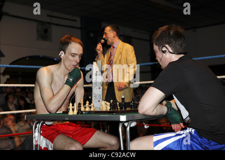 International Chess Boxing bout taking place at The Dome, at The Boston Arms in London Stock Photo