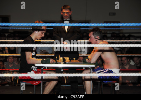 International Chess Boxing bout taking place at The Dome, at The Boston Arms in London Stock Photo